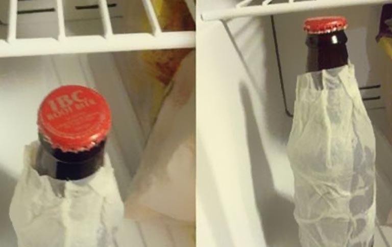 Cool Your Drinks By Wrapping Them In A Wet Paper Towel